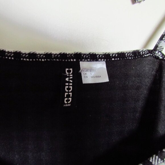 Black and White Gingham Mini Fit and Flare Cottagecore Picnic Chic Dress Small - Picture 10 of 10